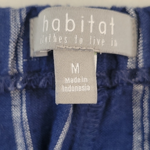 Habitat Linen Blend Blue White Striped Wide Leg Cropped Pull-On Pants - Size M - Picture 9 of 11